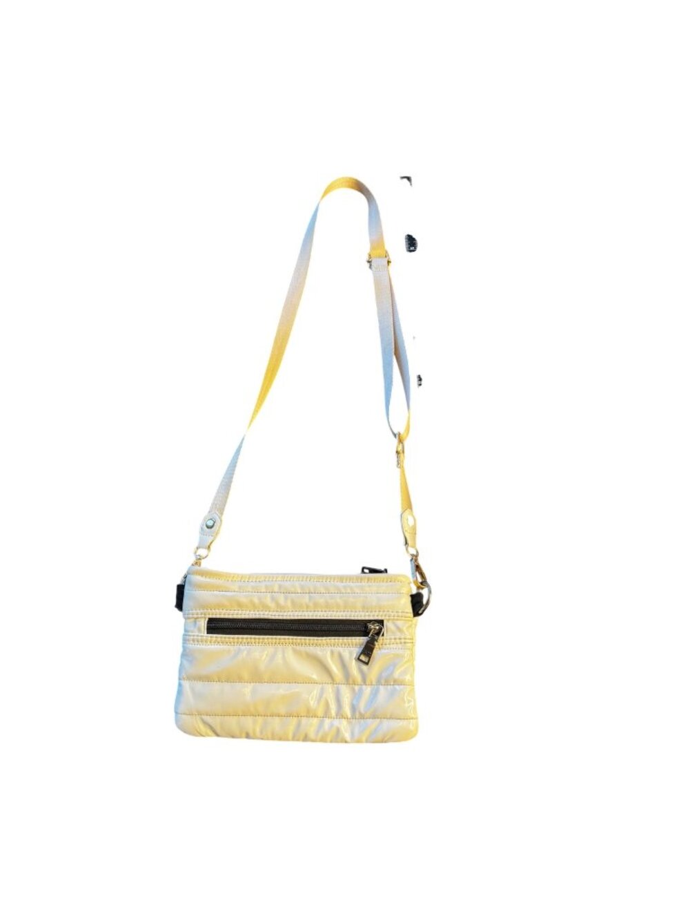 Think Royln Quilted Crossbody Bag Adjustable Strap White Nylon Lightweight